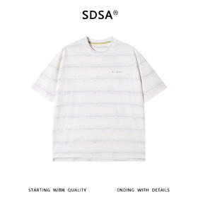 SDSA男装2026新款高贵轻奢韩系扎染条纹刺绣字母圆领短袖T恤百搭