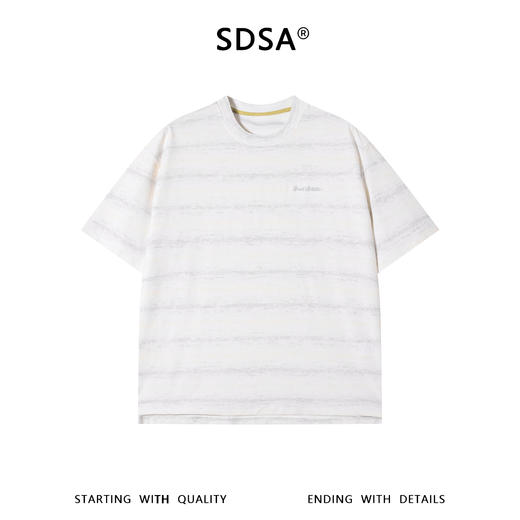 SDSA男装2026新款高贵轻奢韩系扎染条纹刺绣字母圆领短袖T恤百搭 商品图0