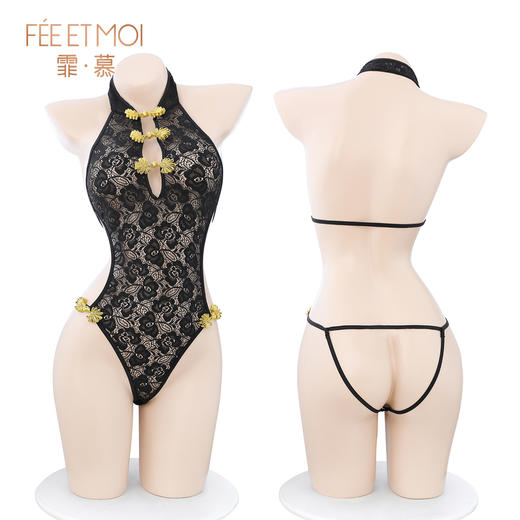 【情趣内衣】霏慕 国风复古蕾丝盘扣连体衣7002 商品图11