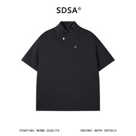 SDSA男装2026新款高贵轻奢新中式斜襟立领盘扣T恤百搭简约上衣