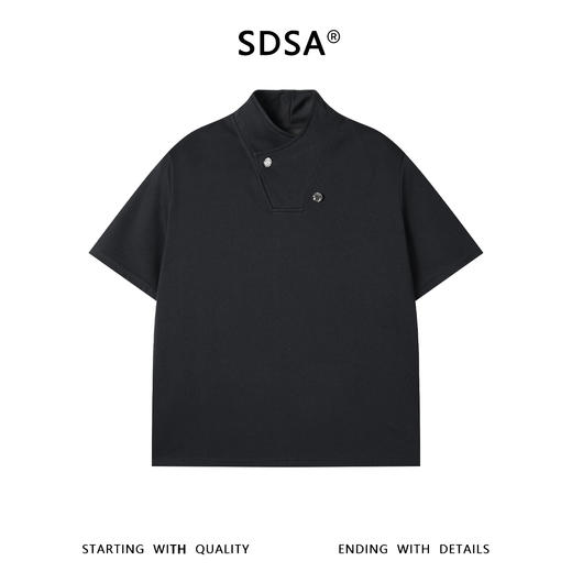 SDSA男装2026新款高贵轻奢新中式斜襟立领盘扣T恤百搭简约上衣 商品图0