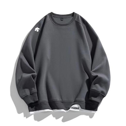 F040729春夏季新款螺纹拼接运动休闲百搭套头圆领男女同款长袖卫衣 商品图0