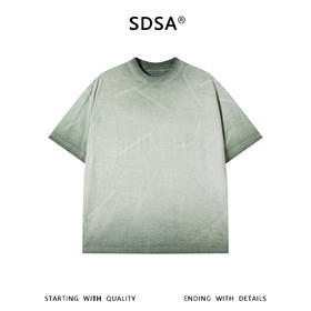 SDSA男装2026新款高贵轻奢港风复古渐变肌理感圆领短袖T恤百搭