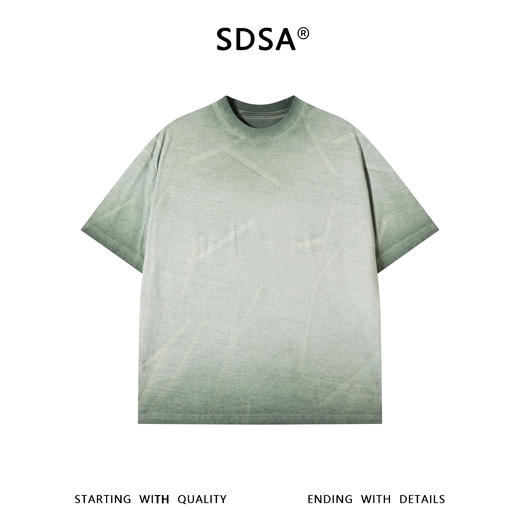 SDSA男装2026新款高贵轻奢港风复古渐变肌理感圆领短袖T恤百搭 商品图0
