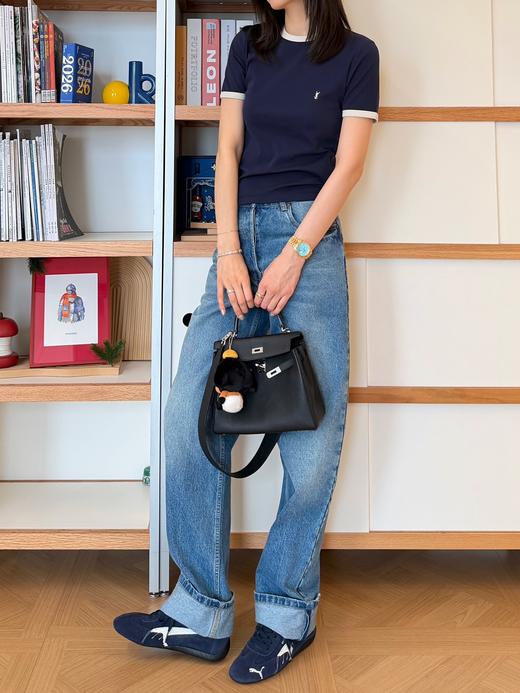 圣罗兰 2026春夏新款上线藏青撞色T恤 商品图3