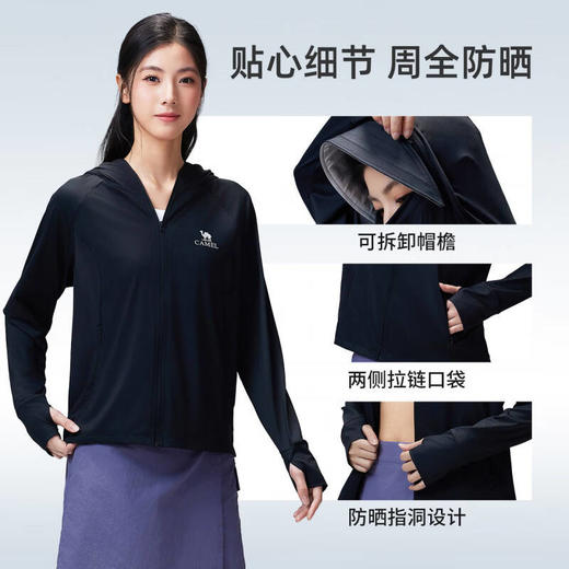 骆驼（CAMEL）女款针织标准长防晒衣A26BATR169 商品图3