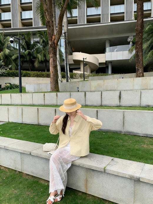 专柜实拍【莱赛尔天丝】拉夏贝尔/La Chapelle韩系简约！垂感舒适 翻领不对称折角口袋长袖衬衫 商品图12