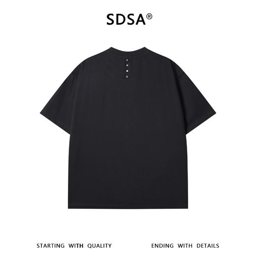 SDSA男装2026新款轻奢韩系简约圆领短袖T恤后背纽扣装饰设计百搭 商品图1