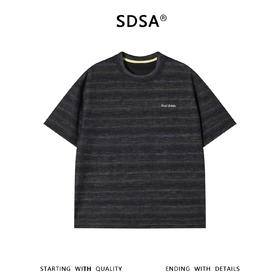 SDSA男装2026新款高贵轻奢韩系扎染条纹刺绣字母圆领短袖T恤百搭