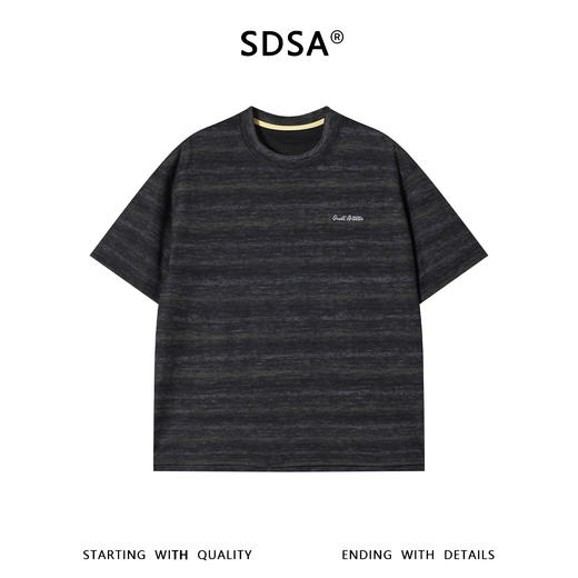 SDSA男装2026新款高贵轻奢韩系扎染条纹刺绣字母圆领短袖T恤百搭 商品图0
