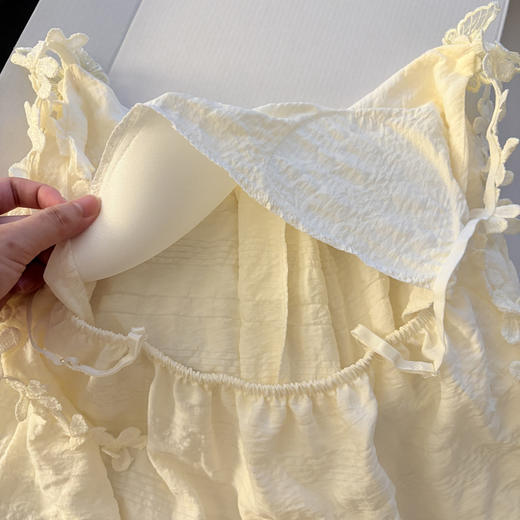 【透气不闷！舒服面料】杏色ins睡衣女新款夏季纯色带胸垫吊带短裤花朵简约小个子家居服。xb 商品图1