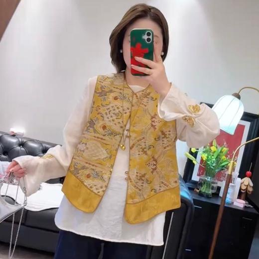 【秒杀】重工刺绣新中式国风马甲衬衫套装女2026春季新款复古上衣可配套装 商品图2