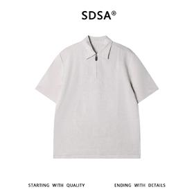 SDSA男装2026新款高贵轻奢老钱风简约半拉链翻领短袖T恤百搭休闲