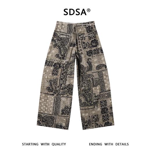 SDSA男装2026新款高贵轻奢简约复古满印花卉抽绳休闲裤百搭休闲 商品图4