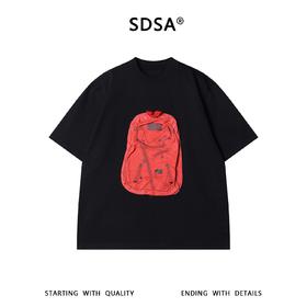 SDSA男装2026新款高贵轻奢潮牌撞色书包字母印花圆领短袖T恤百搭