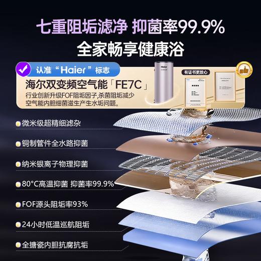 海尔（Haier）空气能热水器家用200升大容量节能空气源热泵电辅热商用安全农村自建房以旧换新 200升KF70/200-FE7CU1海尔 变频 商品图2