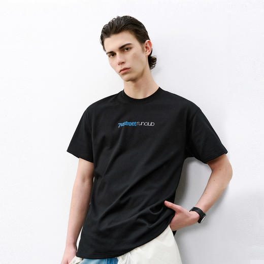 714street夏季凉感7A抗菌速干短袖潮牌宽松圆领反光印花情侣T恤男 商品图2