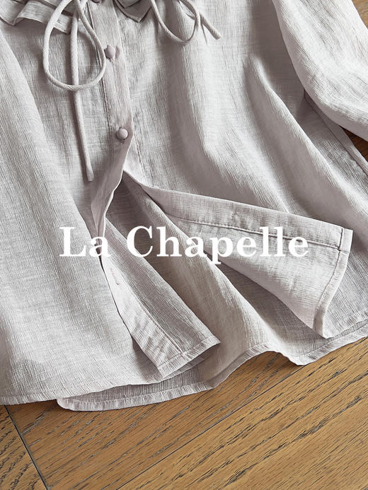 专柜实拍【醋酸+天丝！轻奢】拉夏贝尔/La Chapelle甜美减龄！莱赛尔醋酸混纺~气质好穿木耳边系带衬衫宽松显瘦上衣 商品图5