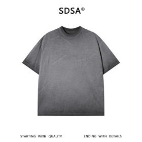 SDSA男装2026新款高贵轻奢港风复古渐变肌理感圆领短袖T恤百搭