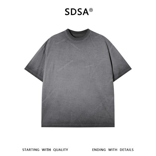 SDSA男装2026新款高贵轻奢港风复古渐变肌理感圆领短袖T恤百搭 商品图0