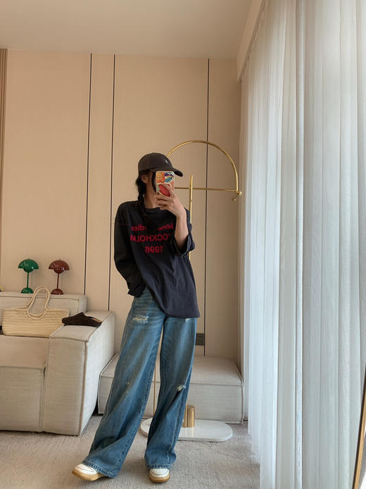 48-2 部分码两周发⚠️自留 春夏轻薄款 45R潇洒不羁 松弛帅气 柔软的破洞牛仔裤 客供面料 个性十足 商品图7