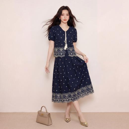 奢姿大码女装2026夏季系带流苏V领两件套胖妹妹花边时尚轻奢套装9962936009 商品图2