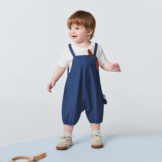 迷你巴拉巴拉婴儿衣服透气可爱假两件宝宝连体衣吸湿速干26夏新款 商品图3