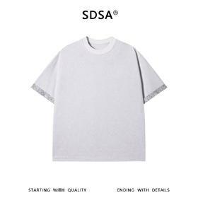 SDSA男装2026新款高贵轻奢设计感圆领短袖T恤袖口腰果花设计百搭