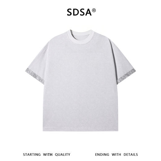 SDSA男装2026新款高贵轻奢设计感圆领短袖T恤袖口腰果花设计百搭 商品图0