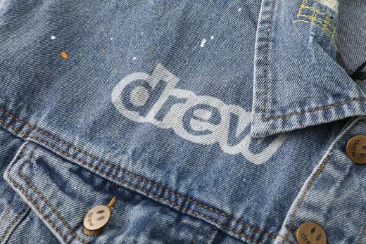 F040710春夏季新款时尚笑脸破洞破坏水洗泼墨刺绣牛仔夹克外套 商品图6