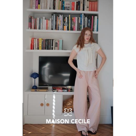 MC 五色亚麻透气肌理松弛百搭简约随性松紧腰弧形裤MAISON CECILE 商品图1