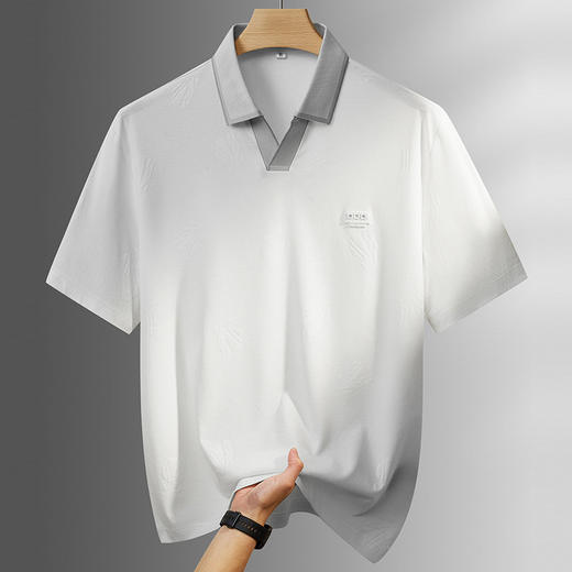 【DPF】大依优型大码男装夏季小V领短袖POLO衫商务休闲透气上衣棉质T恤 商品图3