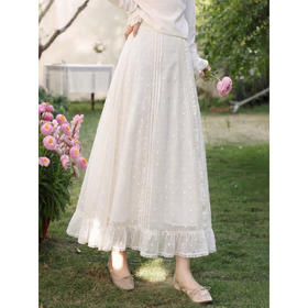 鹿向南「月光流萤」米白色蕾丝半身裙女夏季纱裙法式巨好看长裙子