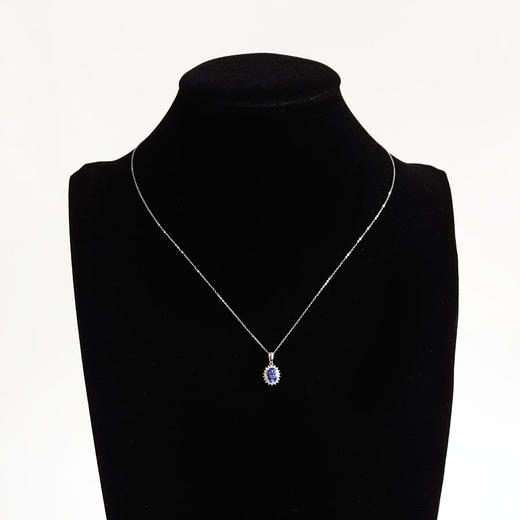 【天然正品】AU750白金镶钻镶天然近全净体5A级1.131克拉坦桑石吊坠项链16.9*8.3*5.6MM（皆取最大值）190326NJS18 商品图6