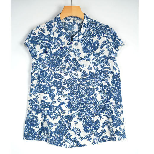 「高货kbnq」全新升级【铂金会员395/天猫529/差价134】(03852)洛诗琳轻奢真丝双绉立领上衣2026新中式国风短袖衬衫 商品图4