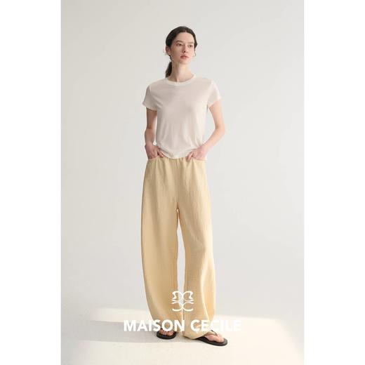 MC 五色亚麻透气肌理松弛百搭简约随性松紧腰弧形裤MAISON CECILE 商品图2