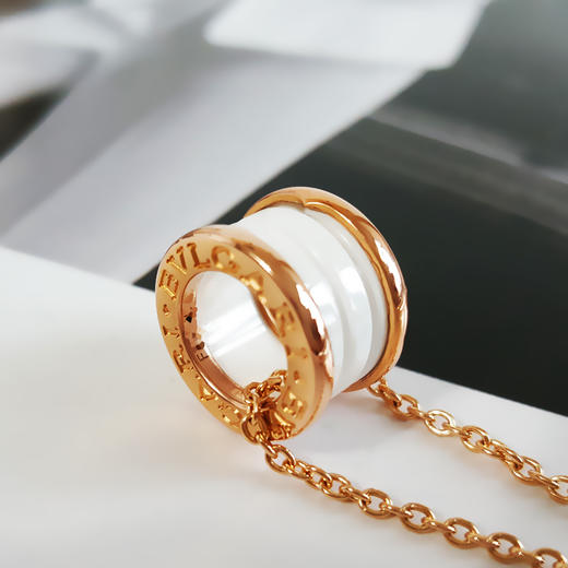 【95新】BVLGARI宝格丽B.zero1系列346082玫瑰金白陶瓷弹簧项链 链长约49cm女士300326NJS29 商品图8