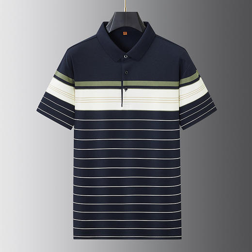 【DWP】大依优型大码男装夏季POLO衫短袖商务休闲条纹上衣棉质爸爸装T恤 商品图4