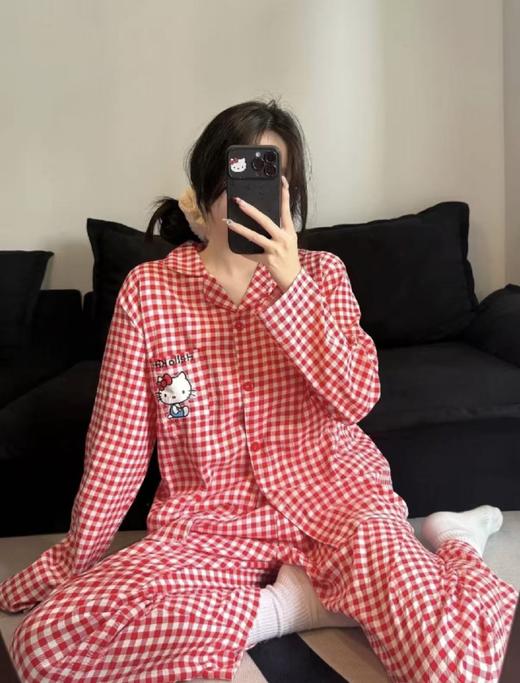 纯元！Z品单 ！好显白的kitty红格纹睡衣套装！ 商品图12