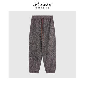 04-2潘依绣丁丁宠粉 羊毛复古时髦花纱磨绒保暖束脚松紧腰抽休闲裤Q85424
