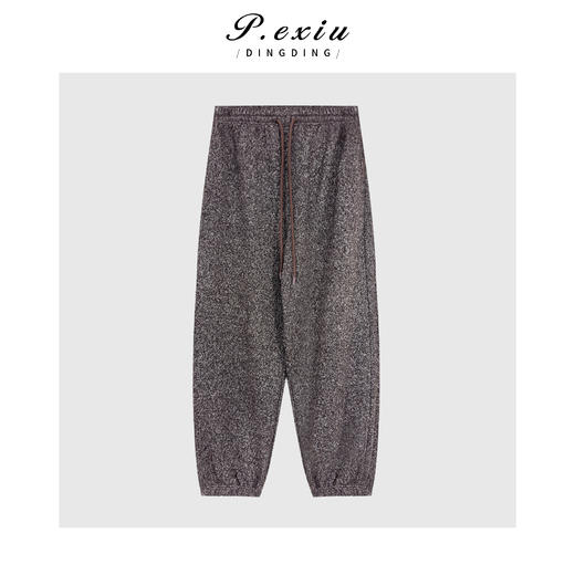 04-2潘依绣丁丁宠粉 羊毛复古时髦花纱磨绒保暖束脚松紧腰抽休闲裤Q85424 商品图0
