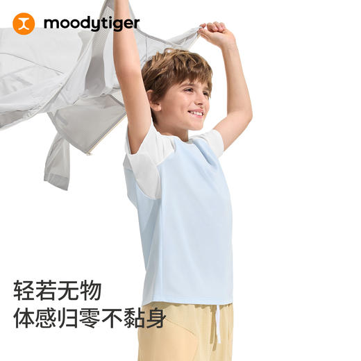 moodytiger儿童舒适撞色运动短袖透气T恤62110110 商品图2