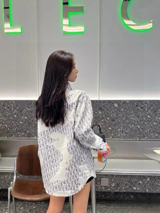 F040723春季新款满印涂鸦水洗牛仔衬衫男女同款休闲上衣外套 商品图10