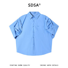 SDSA男装2026新款高贵轻奢潮牌刺绣字母纯色短袖衬衫百搭宽松上衣