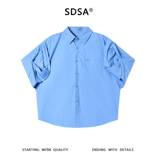 SDSA男装2026新款高贵轻奢潮牌刺绣字母纯色短袖衬衫百搭宽松上衣 商品图0