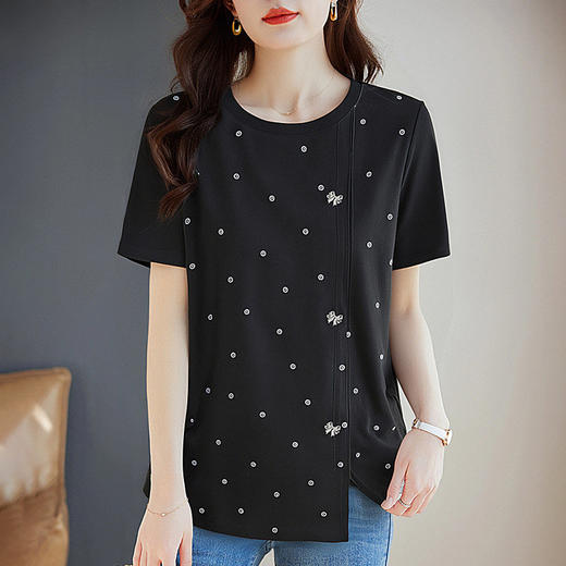 波点短袖女t恤2026年新款夏季印花圆领上衣减龄大码女装时尚洋气 商品图2