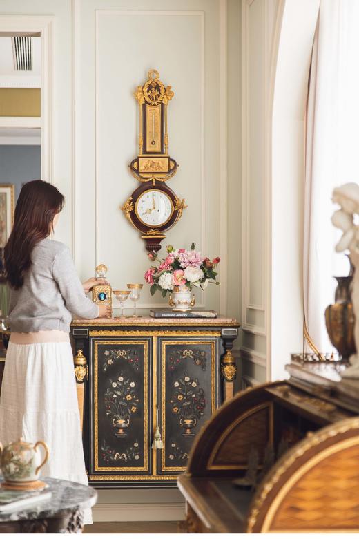 独角鹿西洋古董1880年代法国出品路易十六风格古典天使主题铜鎏金精雕装饰桃花心木晴雨表挂钟 商品图1