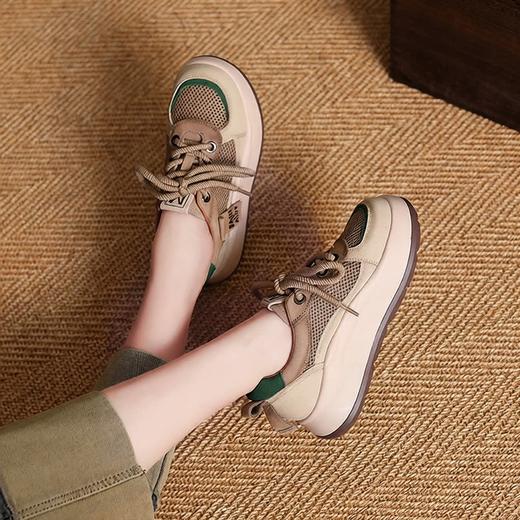 厚底夏季薄款网面鞋女春秋新款百搭透气松糕底网纱休闲板鞋FC82200 商品图0