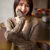 自然主义~彩扣V领 肌理感莱赛尔 亚麻立体镂空针织开衫女YM2604 商品缩略图2