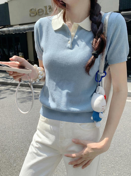 <曾小咸推荐>4.8现货秒杀 ！微信超特价！韩系翻领撞色针织衫 日常149.99 立减90 秒杀59.99！！ 商品图5